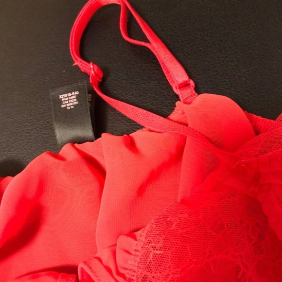 NEW VERY SEXY Lace Trim Satin Slip Babydoll Sheer - Picture 6 of 7